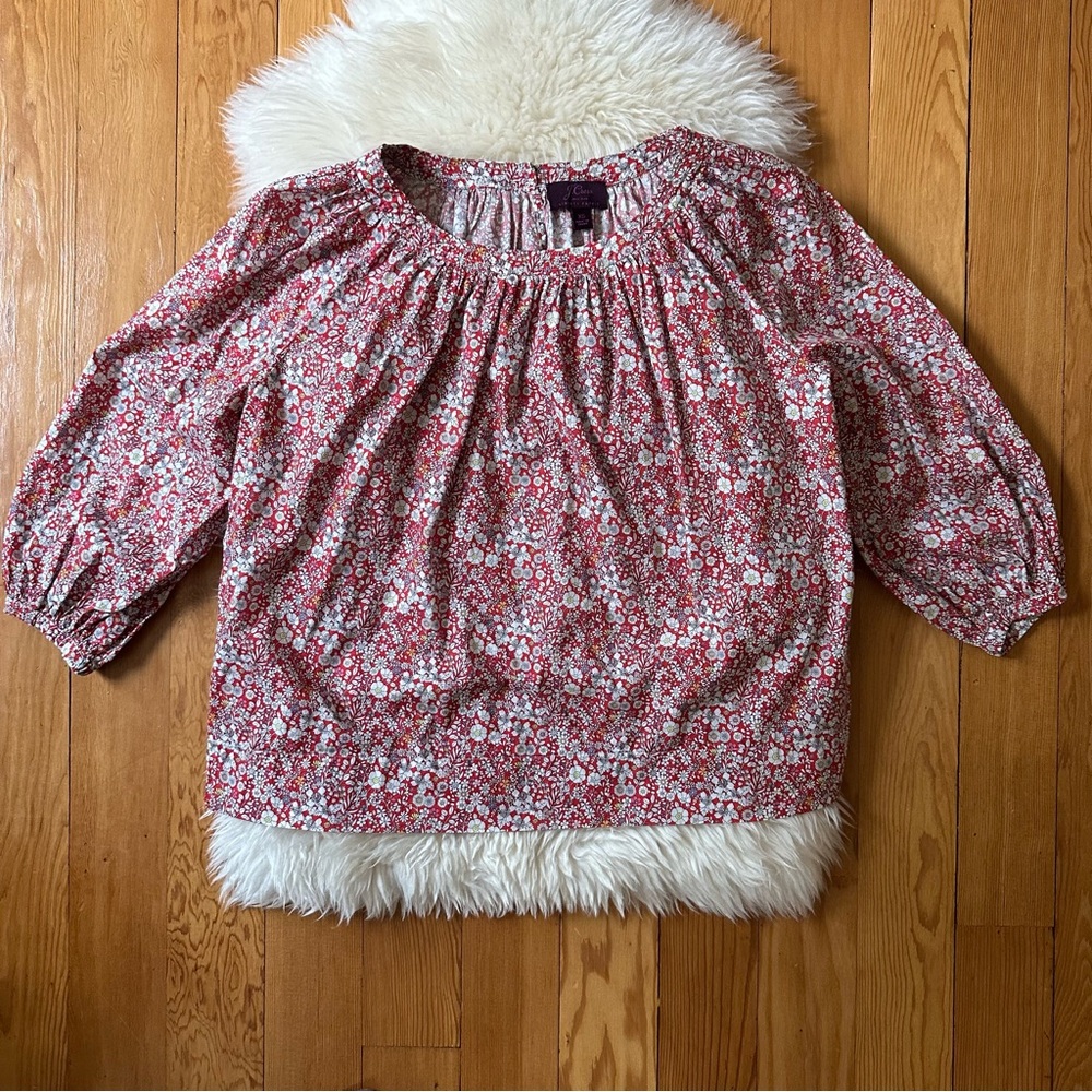 J.Crew Liberty Floral Balloon Sleeve Peasant Blouse